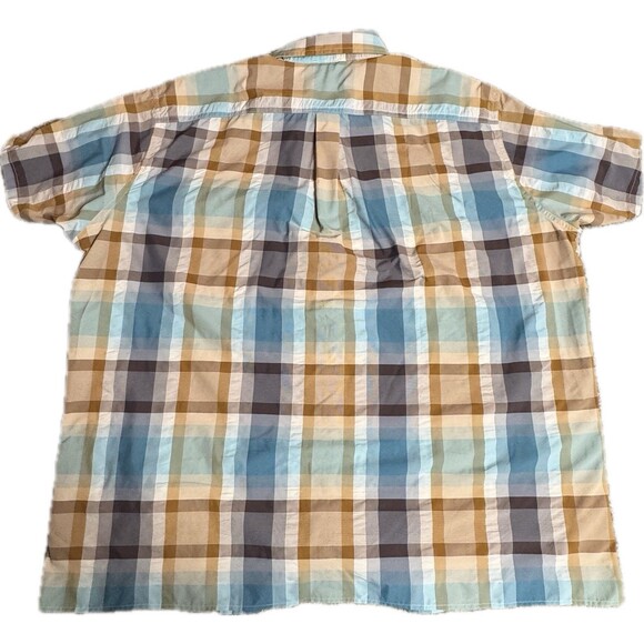 Eddie Bauer Button Down Short Sleeve Shirt Plaid Blue Cotton Men’s XXL Pre-own - Picture 3 of 9
